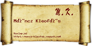 Müncz Kleofás névjegykártya